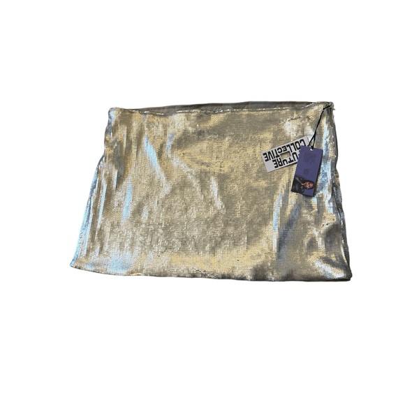 Future Collective x Kahlana Barfield Brown Women's Silver Sequin Mini Skirt 2X - Picture 2 of 8